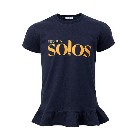 Camiseta Babylook Femina Manga Curta Azul Marinho Solos
