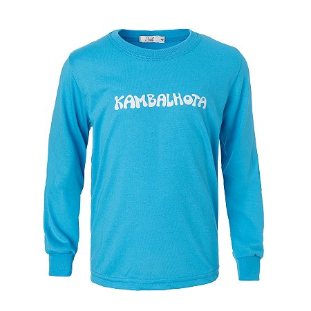 Camiseta Manga Longa Poliviscose Azul Kambalhota