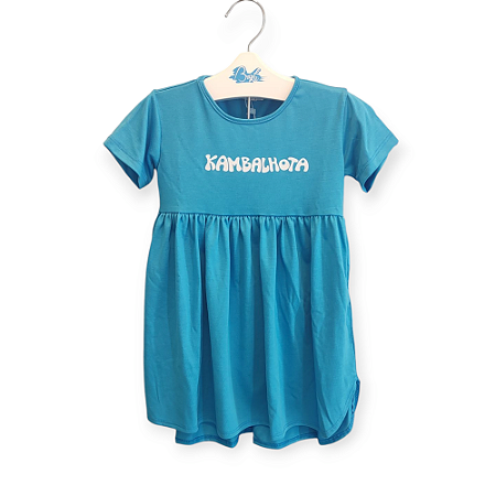 Vestido Malha Poliviscose Azul Kambalhota