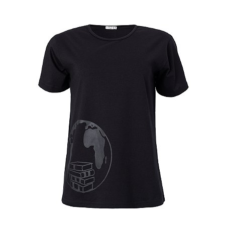 Camiseta Babylook Conforto Preta Ensino Médio Manga Curta SION