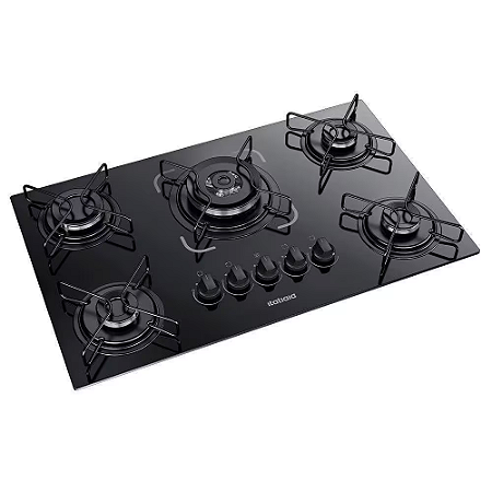 Cooktop 5 Bocas com Tripla Chama Vidro Temperado Essencial Preto Itatiaia