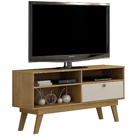 Rack 1 Porta Basculante e Nichos Houston Cinamomo/Off White Valdemóveis