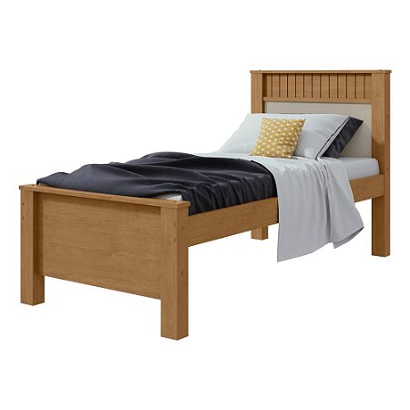 Cama Solteiro Athenas Amêndoa Clean/Off White/Amêndoa Clean Móveis Lopas