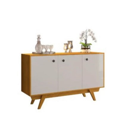 Buffet com 3 Portas e Pés Palito Harmonia Cinamomo/Off White JCM