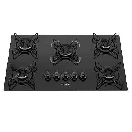 Cooktop 5 Bocas com Vidro Temperado Essencial Preto Itatiaia