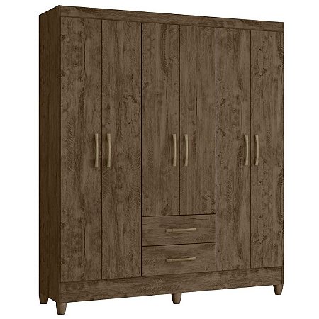 Guarda Roupa Casal com 6 Portas e 2 Gavetas Panamá Castanho Wood Moval
