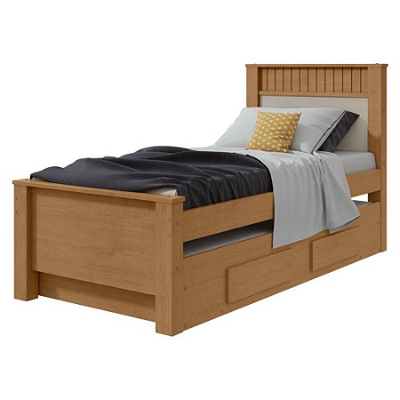 Bicama Solteiro Athenas Amêndoa Clean/Off White/Amêndoa Clean Móveis Lopas