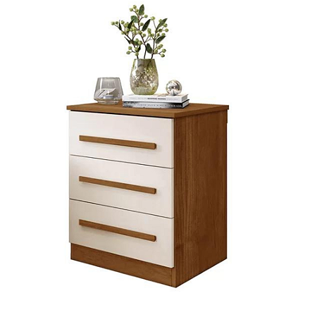 Mesa de Cabeceira 3 Gavetas Benetil Império Cinamomo/Off