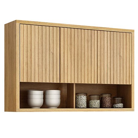 Armário Aéreo 1200 Ripado Torino Cinamomo Valdemóveis