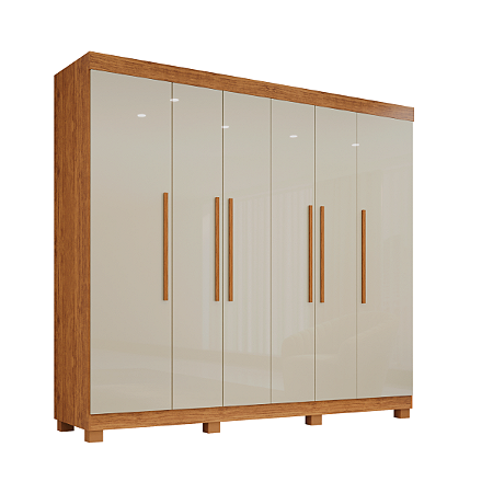 Guarda Roupa Casal 6 Portas 4 Gavetas Londres Imop Cinamomo/Off