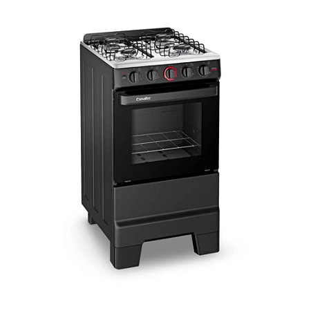 Fogão 4 Bocas com Acendimento Automático e Forno 50L Ideal Super Preto Esmaltec