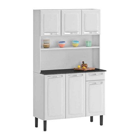 Kit Cozinha 105cm com Tampo Rose Branco Itatiaia