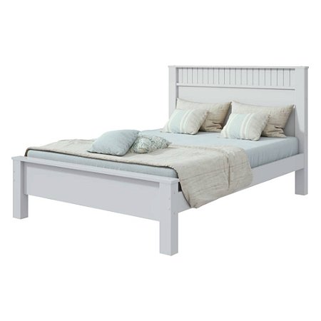 Cama Casal em MDF/MDP Athenas Branco Móveis Lopas