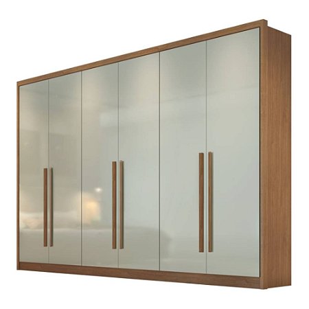 Guarda Roupa 6 Portas 8 Gavetas Robust Plus Cumaru/Fendi Móveis Novo Horizonte