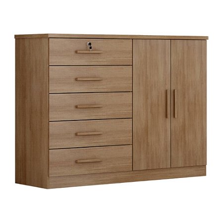 Cômoda 5 Gavetas e 2 Portas Space Cumaru Móveis Novo Horizonte