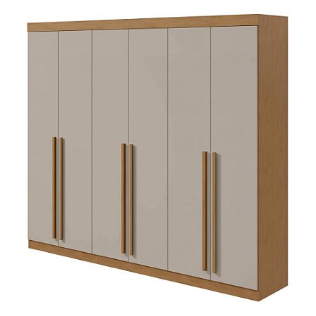 Guarda Roupa Casal 6 Portas Bertha Amêndoa Clean/Off White com Gavetas Móveis Lopas