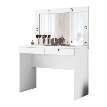 Penteadeira Camarim com Espelho e LED Capricho Branco JCM Móveis