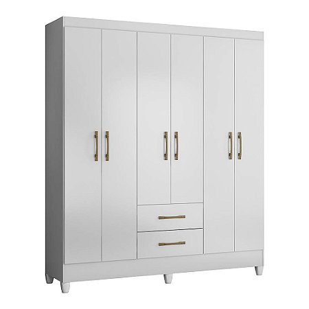 Guarda Roupa Casal 6 Portas e 2 Gavetas Panamá Branco Moval