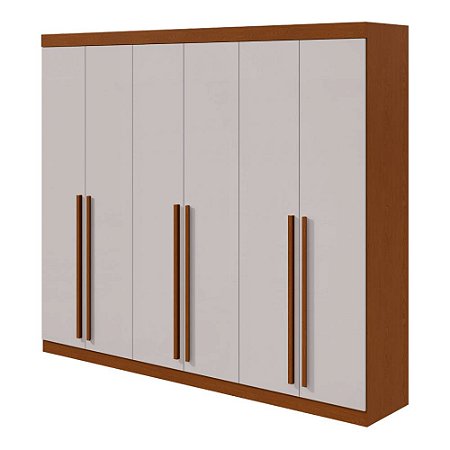 Guarda Roupa Casal 6 Portas com Maleiro Bertha Frassino/Off White Móveis Lopas