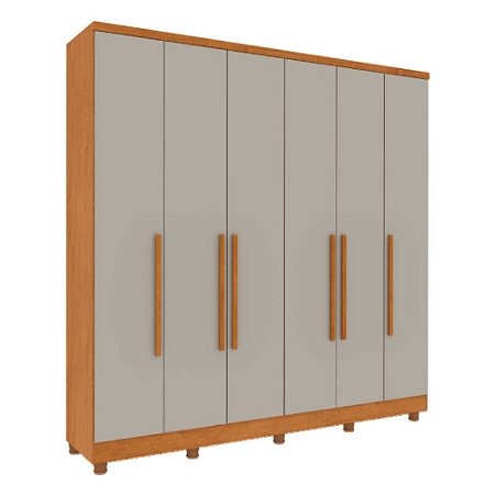 Guarda Roupa Casal Veneza 6 Portas Cinamomo/Off White com Pés Tcil