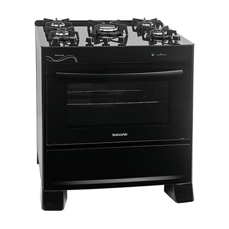 Fogão 5 Bocas com Mesa de Vidro e Forno 90L Neo Glass Preto Suggar
