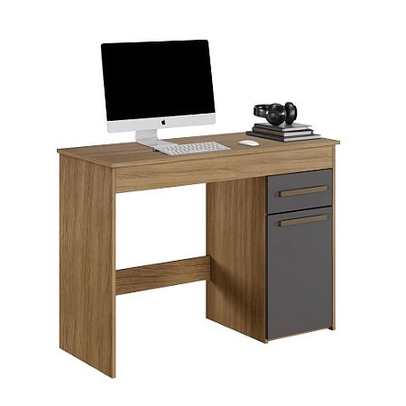 Escrivaninha 1 Porta 1 Gaveta Atenas Cinamomo/Grafite Arte Móveis