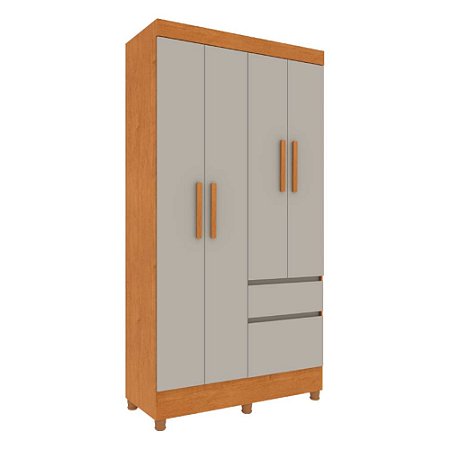 Guarda Roupa Oregon 4 Portas Cinamomo/Off White com Pés Tcil