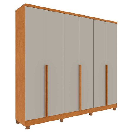 Guarda Roupa Casal 6 Portas Cataguases Cinamomo/Off White com Pés Tcil