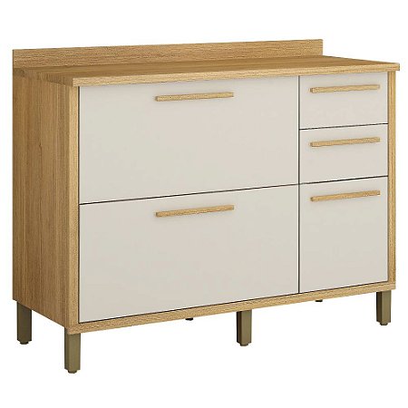 Balcão Cozinha 1200 3 Portas 2 Gavetas Torino Cinamomo/Off White Valdemóveis