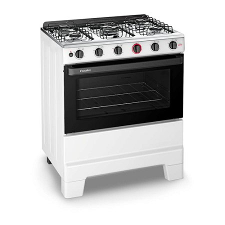Fogão 5 Bocas com Super Chama e Forno 84L Ideal Super Branco Esmaltec