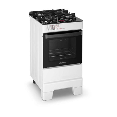 Fogão 4 Bocas com Forno 50L e Mesa de Vidro Ideal Top Glass Branco Esmaltec