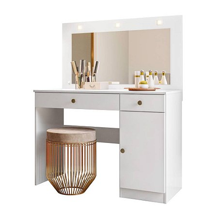 Penteadeira Camarim com LED Bella Branco Moval