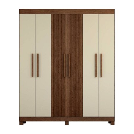 Guarda Roupa 6 Portas 2 Gavetas Imbuia/Off White Andorinha Valdemóveis