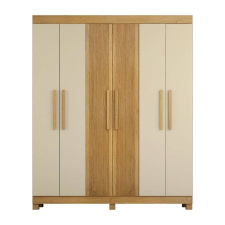 Guarda Roupa 6 Portas 2 Gavetas Cinamomo/Off White Andorinha Valdemóveis