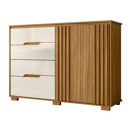 Cômoda 4 Gavetas e 1 Porta Texas Freijó/Off White Moval