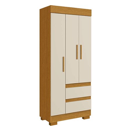 Guarda Roupa Solteiro 3 Portas 2 Gavetas Maya Cinamomo/Off White ACP Móveis