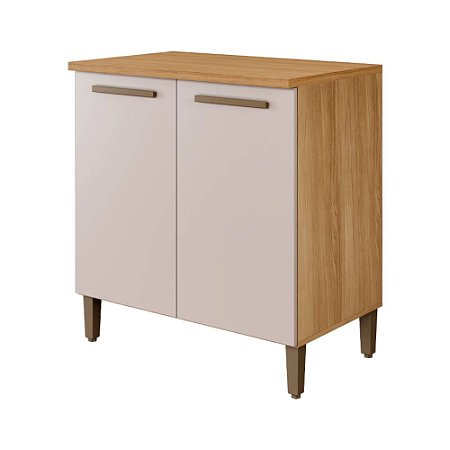 Balcão de Cozinha Compacto 2 Portas com Tampo Ouro Cinamomo/Off White Arte Móveis