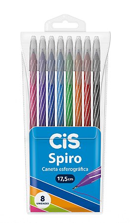 Kit Caneta Esferográfica Spiro 0.7mm c/ 8 cores - Cis