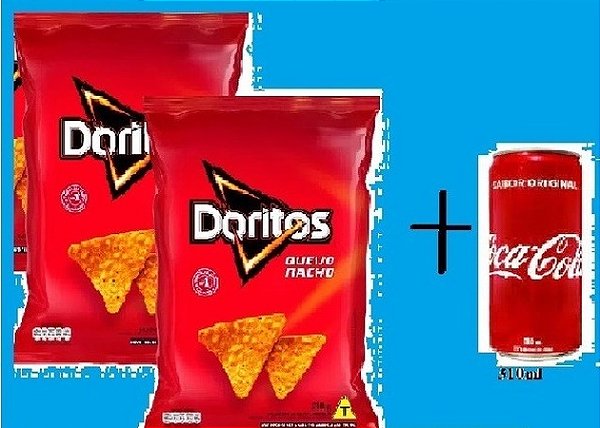 2 Doritos 45gr + 01 coca cola lata 310ml