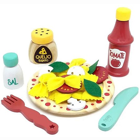 Kit de Comidinha de Brinquedo Infantil de Madeira Café 9 Pçs