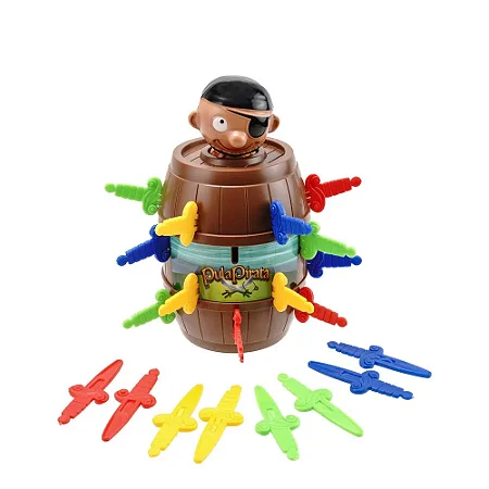 Jogo de Mesa Pula Pirata Barril Grande Brinquedo Infantil Criança