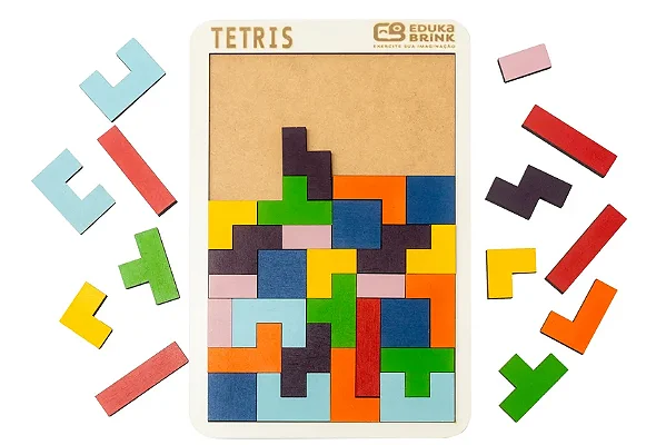 Jogo Educativo Madeira Quebra Cabeça Infantil Desafio Tetris