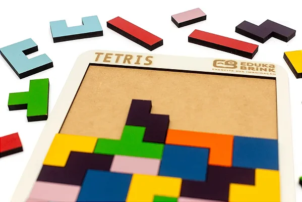 Brinquedo Tetris De Madeira Jogo Educativo Quebra Cabeça - Novo