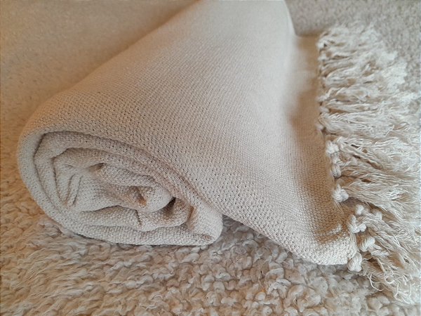 Manta Tear Casal Algodão Lisa Cru Boho 1,80x2,20m