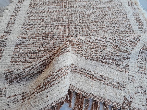 Tapete Tear Algodão Dupla-Face Felpudo Caramelo e Cru 0,80x1,50m