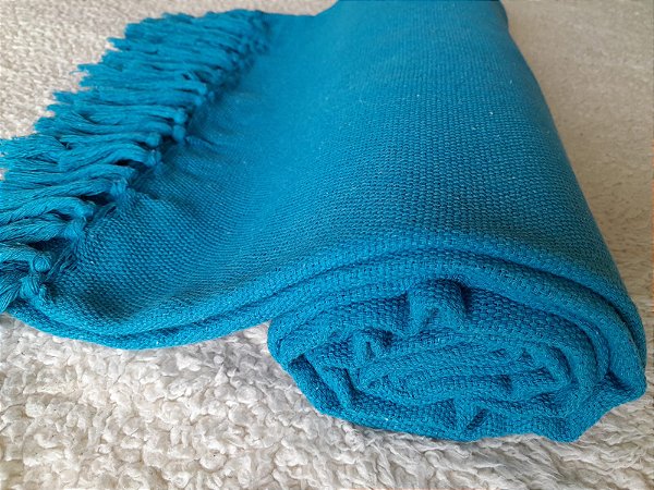 Manta Tear Casal Algodão Lisa Azul Royal 1,80x2,20m