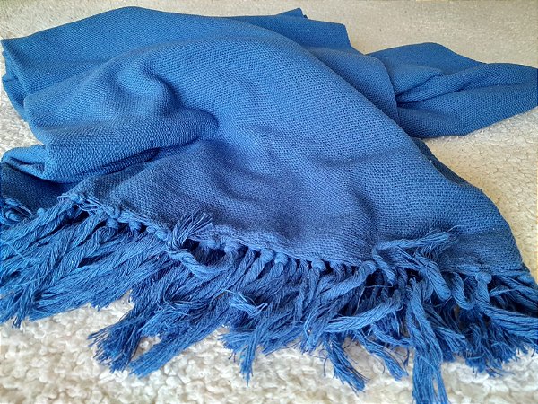 Manta Tear Casal Algodão Lisa Azul Caneta 1,80x2,20m