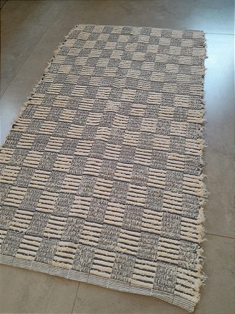 Tapete Tear Algodão Felpudo Cru e Cinza Chumbo 0,80x1,50m