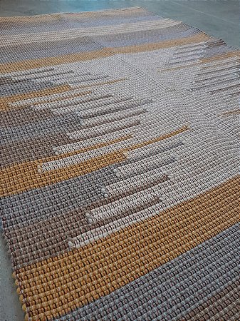 Tapete Algodão Tear Bico Cru Cinza Amarelo 0,80x1,50m