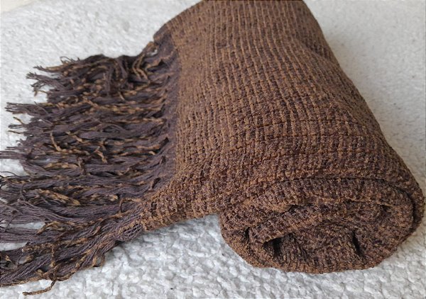 Manta Xale em Chenille Marrom 1,20x1,80m
